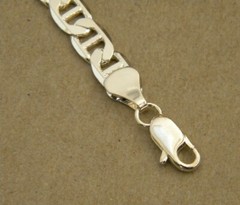 Men’s Silver Plated Mariner Link Bracelet Lobster Clasp 9in Long 8mm Wide