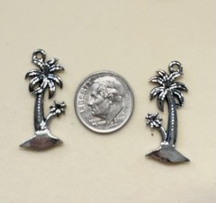 Lot Of 10 Palm Tree Pewter Charms Custom Made Lead Free Nickel Free USA