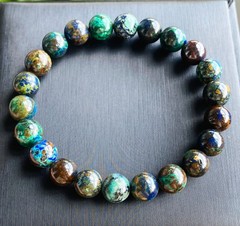 9mm Beauty Glittering Color Azurite & Malachite Crystal Beads Bracelet 1811