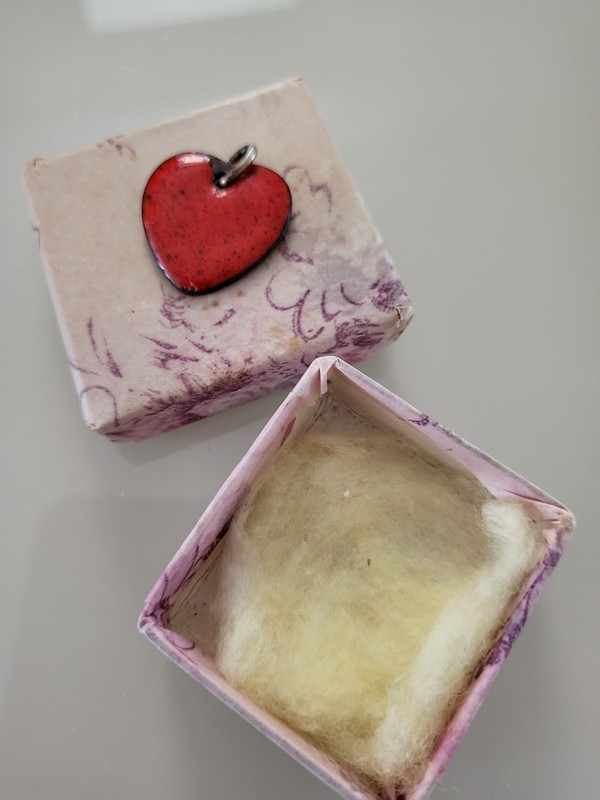 Vintage Copper Enamelled Heart Charm Handmade Boxed Tiny 20mm x18mm gallery