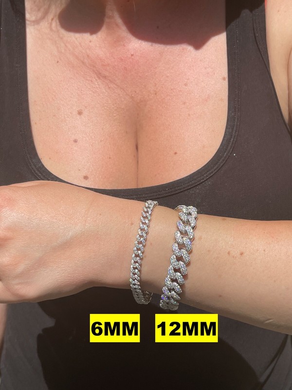Real GRA Miami Cuban Link Bracelet Iced MOISSANITE Out Solid 925 Sterling Silver gallery