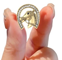 18mm Gold Horse Snap Jewelry button charm Rhinestone Horseshoe Midsize A12a_b