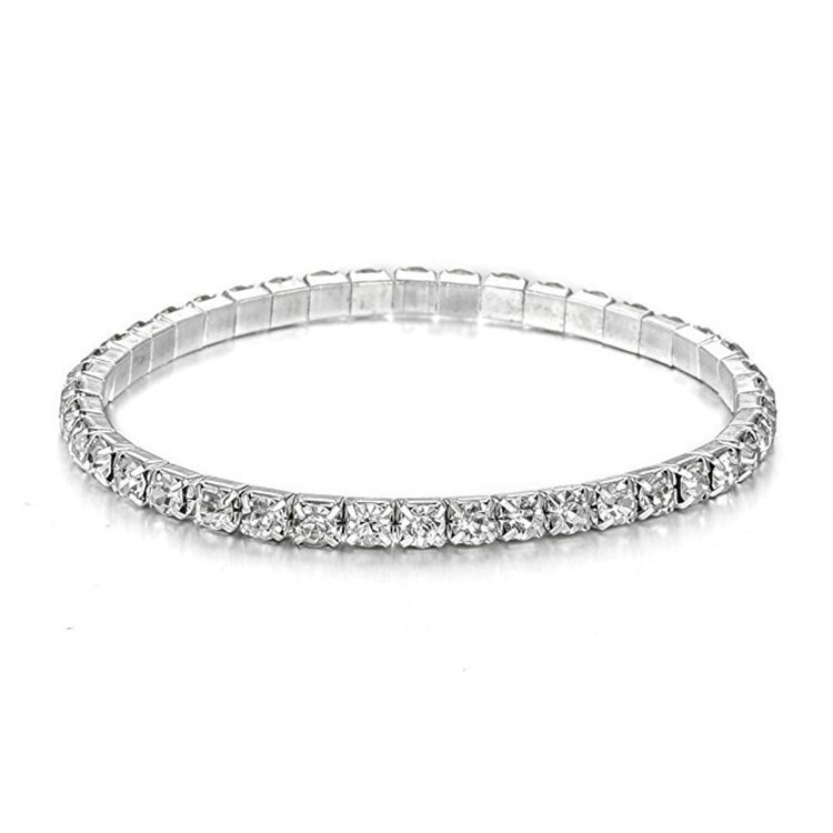 Unisex Silver Large Crystal Tennis Chain Anklet or Bracelet - In 3 Colours gallery