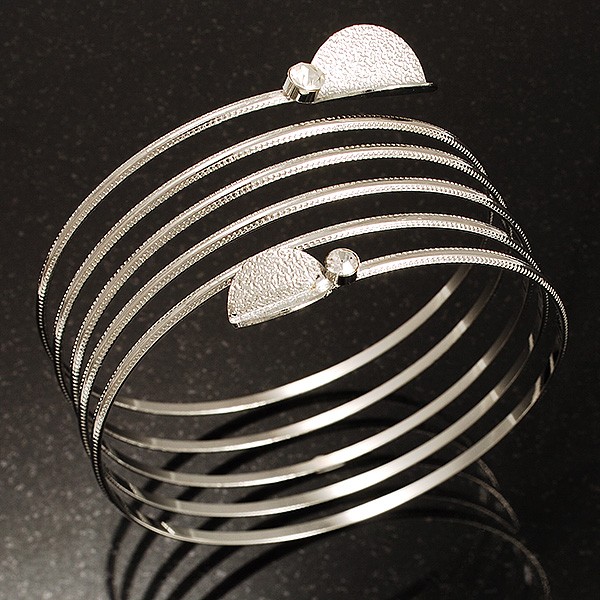 Rhodium Plated Crystal Leaf Armlet Bangle gallery