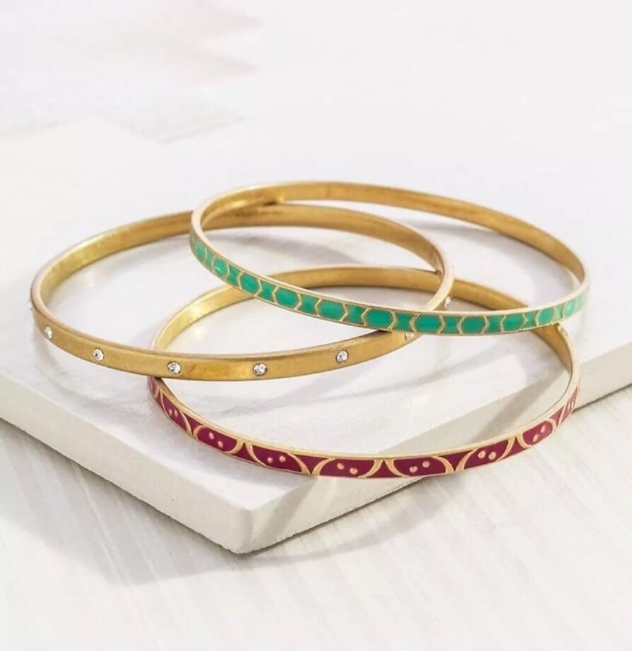 ❤️SILPADA K & R "Carnivale" Brass Crystal Enamel Bangle Set (3) KRB0062 NWT gallery
