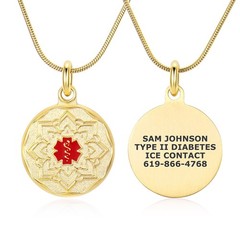 Divoti Custom Engraved Mandala Medical Alert ID Necklace