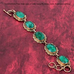 Oval Natural Zambian Emrald Daughter Designer Mother’s Day Chain Bracelet Copper