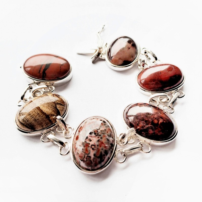 Vintage Whitney Kelly Sterling Silver & Agate Heavy Bracelet gallery