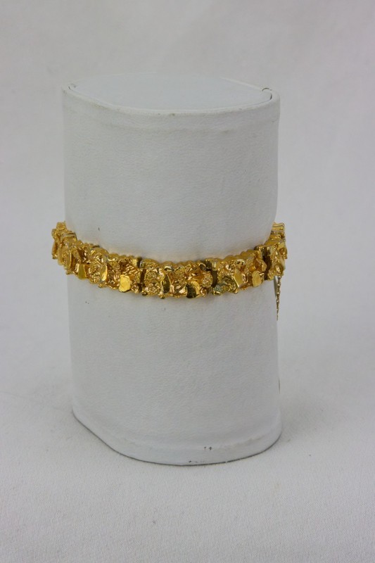 Faux Gold Nugget Bracelet, Safety Chain, Foldover Clasp, 22gr gallery