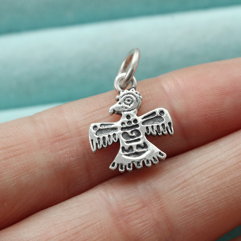 Aztec Maya Eagle Bird Pendant Charm 925 Sterling Silver Ethnic Symbol Mexican gallery