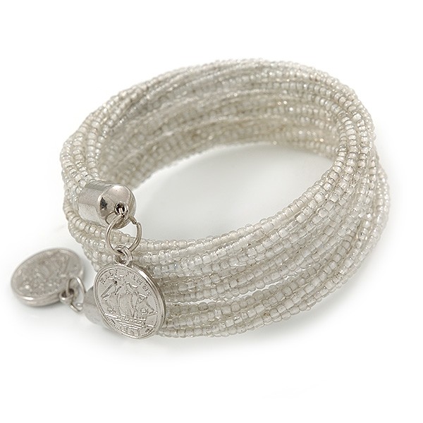 Transparent White Glass Bead Multistrand Bracelet for Teen/ Children - 15cm L gallery
