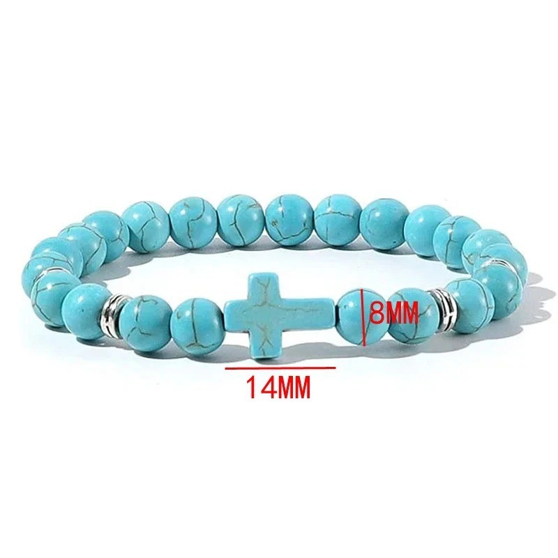 2025 6mm Hematite Jesus Cross Bracelet Men Natural Africa Stone Beaded Bracelets gallery