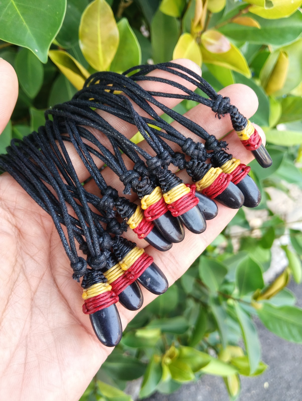 10 Handmade Aboriginal Aborigines Black Stone Cotton Necklaces Wholesale gallery