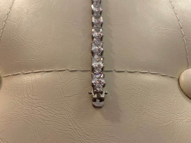 New QVC Diamonique Silver 925 Princess/Square & Round CZ 7 1/2" Tennis Bracelet gallery