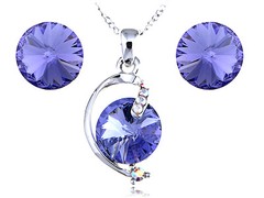 New Fashion Violet Sapphire Perfect Circles Crystal Element Earring Necklace Set