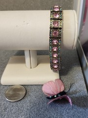 Heidi Daus “My Inheritence” 1PC Pink & AB Crystal Square Stations Bracelet NWOT