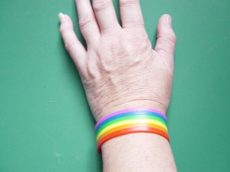 Wristband, Silicone bracelet, Pride Party, Rainbow, fancy dress, bright. NEW , gallery