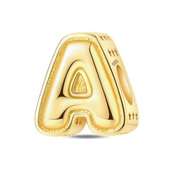 KUNSIR 18K Gold Plated A-Z Alphabet Letter Bead Charms for Bracelet Necklaces