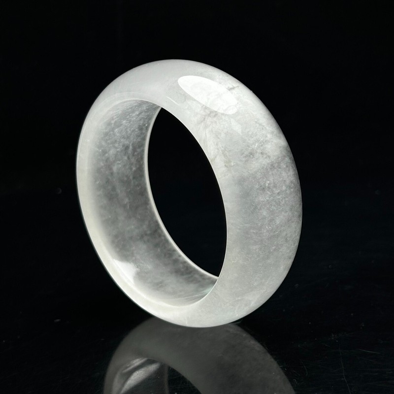Certified Natural Ice White Myanmar Jade jadeite Tyre Bangle Bracelets 56mm gallery