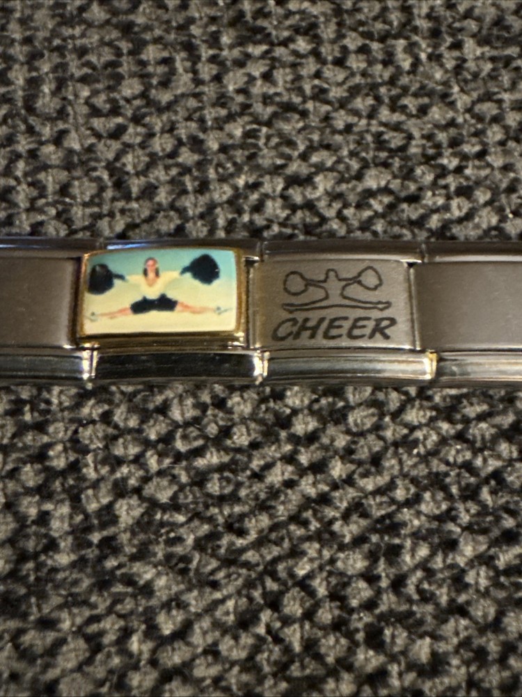 Italian Charm Link Cheer Cheerleading 9mm Bracelet, interchangeable charms Y2K