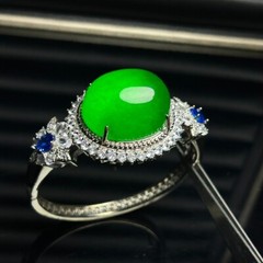 Nature Icy Green Jade jadeite inlay man-made diamond bracelets Bangle