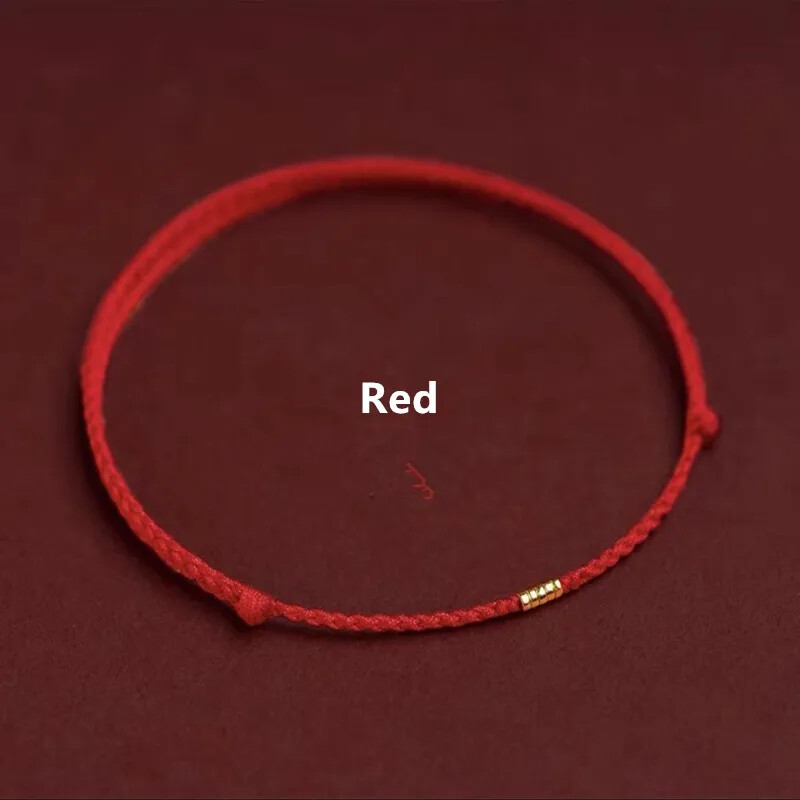 Hand Braided Red Rope Bracelet Copper Luck Bead Hand Rope Bracelet Simple gallery