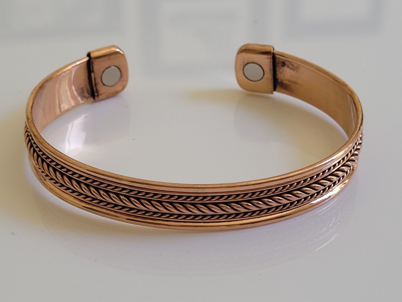 Pure Copper Magnetic Bracelet Solid Copper Arthritis Therapy Cuff Bangle Dome gallery