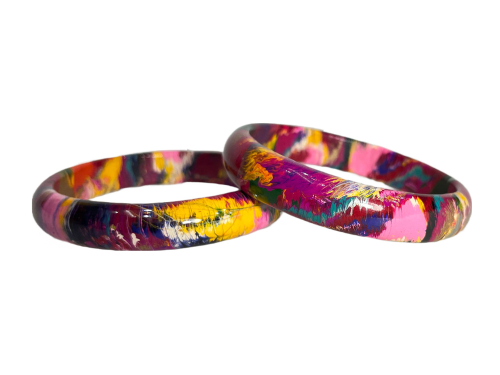 Handmade Classy Natural Resin Lac Plain Multicolor Bangles for Women and Girls
