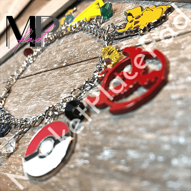 Pokemon GO Charm Bracelet Lobster Claw Closure Fashion Vintage Jewelry GIFT BOX gallery