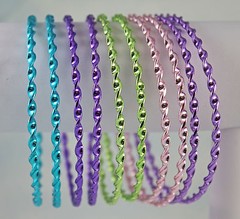 Set of 10 Twisted Steel 2mm Bangle Bracelets in 5 Colors 2.5″ Inside Diameter