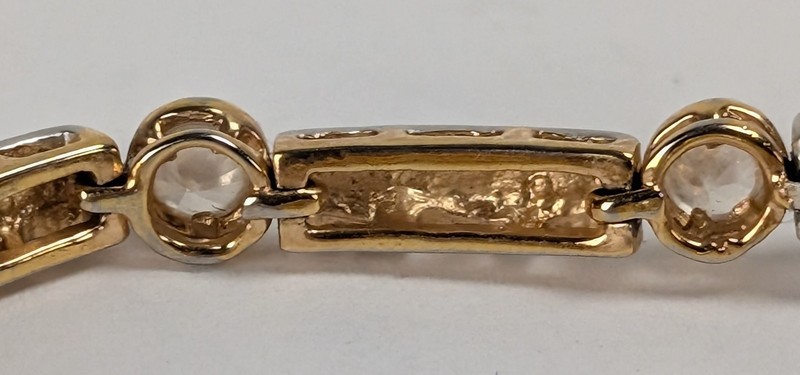 Silver Gold Flat Link Bracelet Inset Pave Crystal Rhinestone Tennis Bracelet gallery