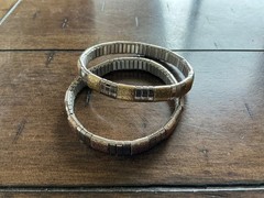 Milor Stainless Steel Tri-Color Glitter Stretchy Band Bracelets Set of 2