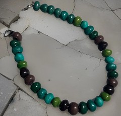 Boho Bracelet 8 in Unique Handmade Beads Blue Green Purple Solids by Surfer