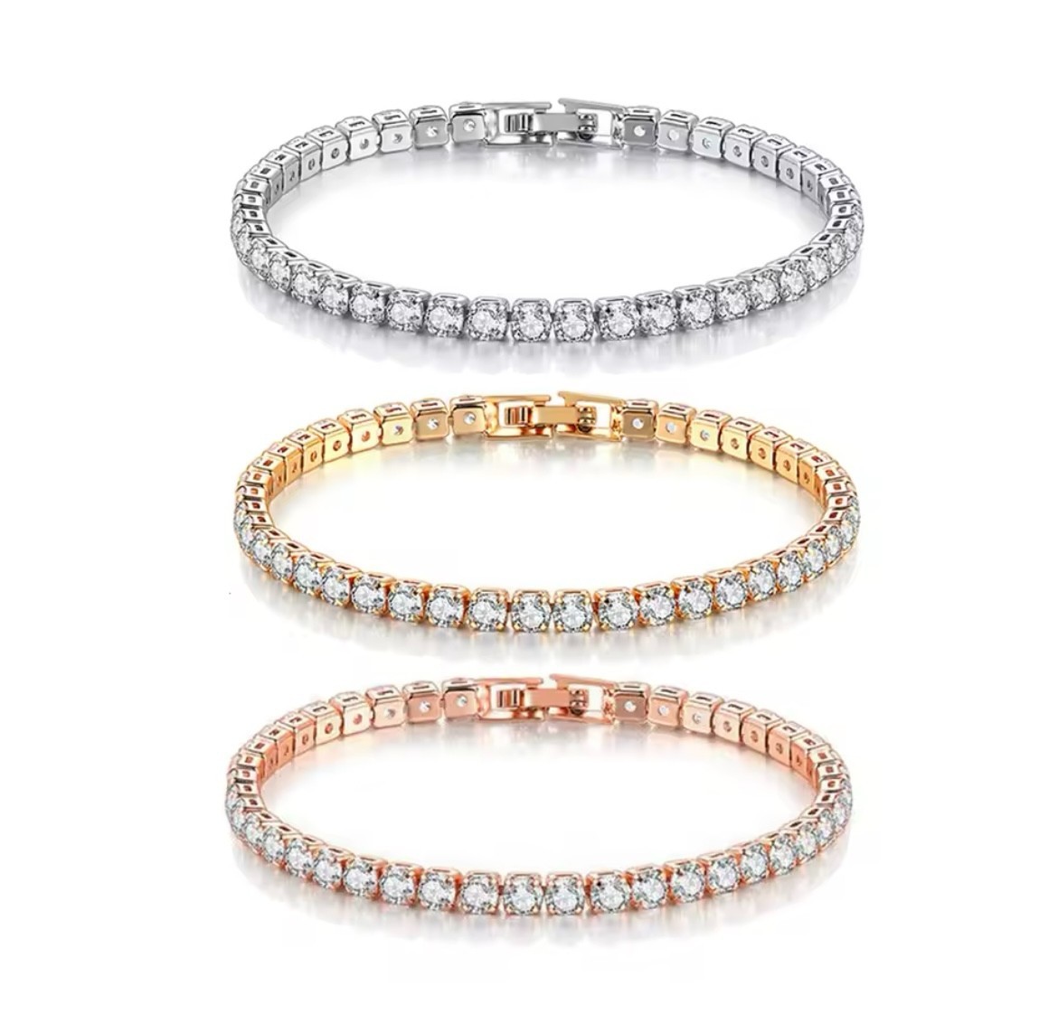 Stainless Steel Silver Tennis Bracelet - 17cm - 3mm Cubic Zirconia - Affordable gallery