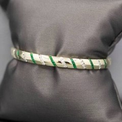 5.00Ct Simulated Diamond & Green Emerald 14K Yellow Gold Finish Bangle Bracelet
