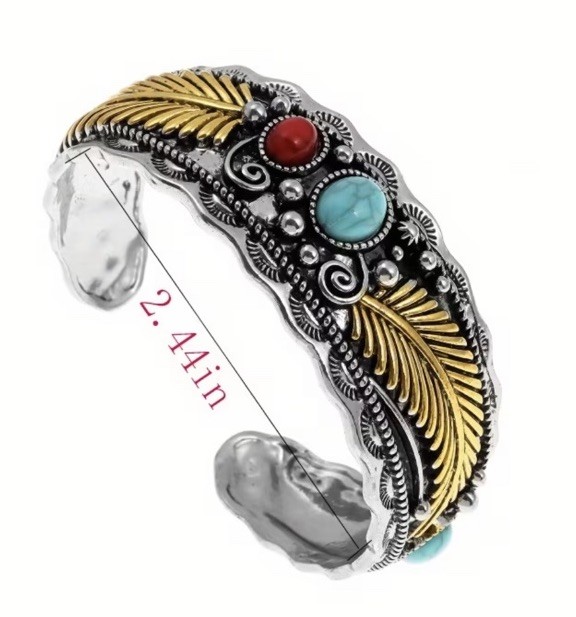 Silvertone Turquoise Tibetan Bracelet Bangle Cuff Jewelry Gift Western Boho gallery