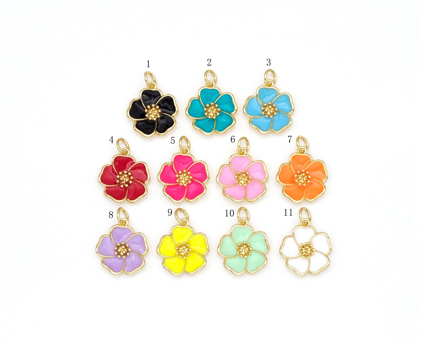 Colorful Enamel Flower Gold Pendant,18K Gold Filled Flower Charm, Necklace gallery