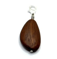 Brighton Wooden Dark Brown Oblong Bead Custom Silver Clip Charm