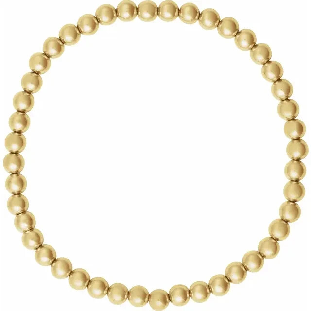 4.0 mm 14K Yellow Gold Filled Beaded Elastic Bracelet 6 1/2" Free Shipping New gallery