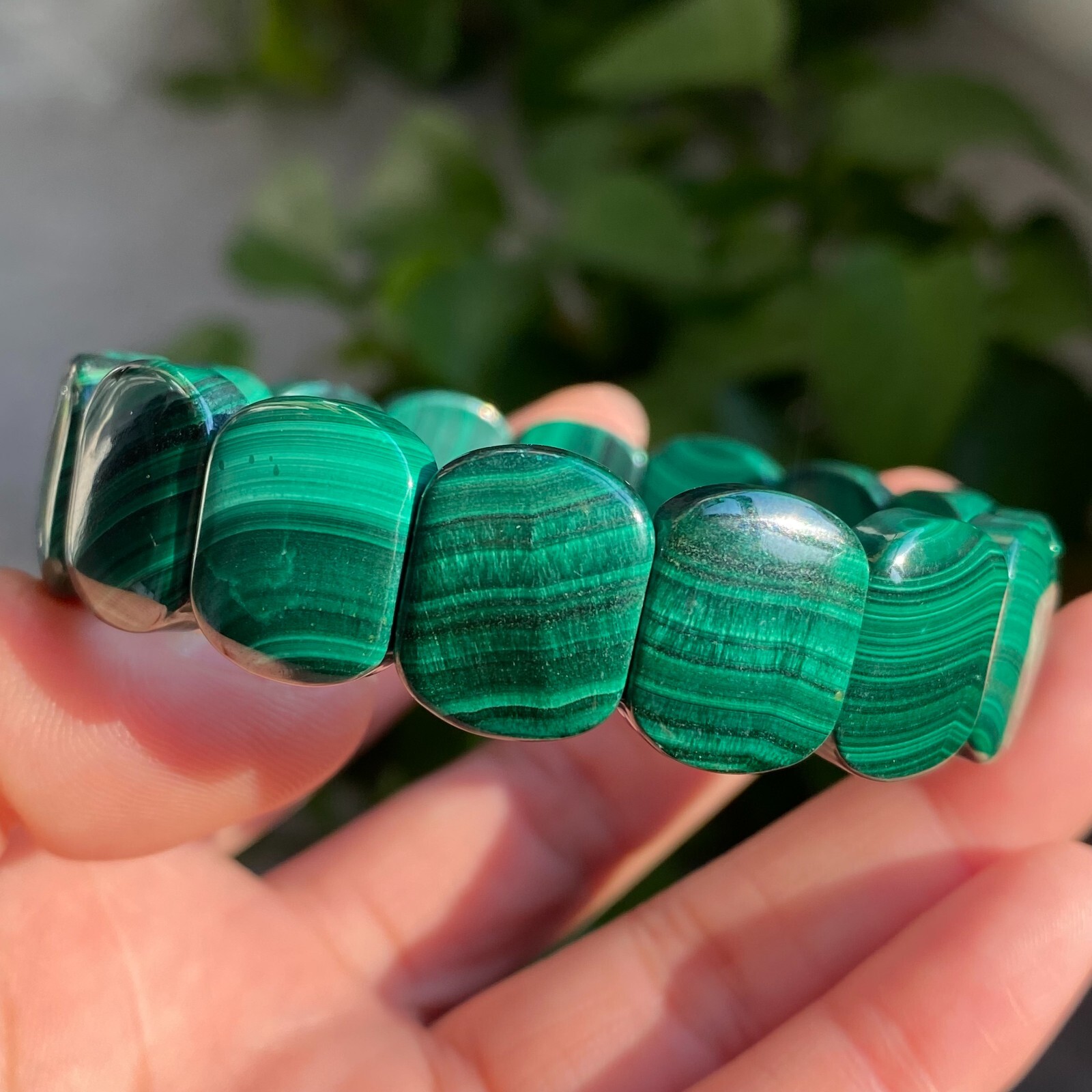 16*5mm Genuine Natural Green Malachite Eye Gemstone Beads Bracelet AAAA B4 gallery