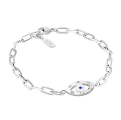 Mini Evil Eye Sapphire Chain Bracelet