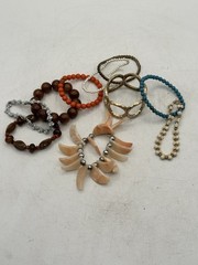 Stretch Bracelet Lot Of 10 Plastic Shell Acrylic And Metal Mixed Materials