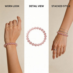 8mm Rose Quartz Bracelet Stretch 17cm Healing Crystal Jewelry Gift Women