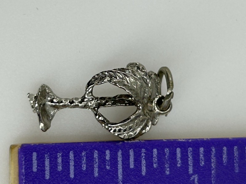 Vintage Palm Tree Charm Pendant Antiqued Silver tone tiny 3/4 Inch Long gallery