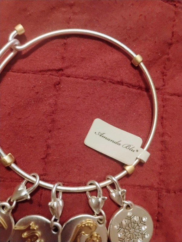 Amanda Blu 2 Tone Adjustable Medallion Bangle Bracelet - Silver with Gold gallery