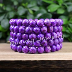 Wholesale 5 Pcs Natural Charoite 8mm 6.7″ Stone Healing Stretch Bracelet