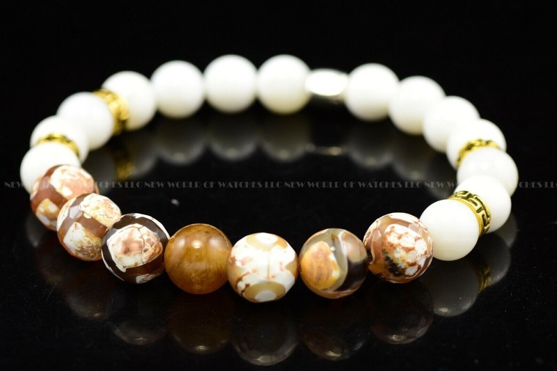 Beads Bracelet Handmade Jewelry Matching Invicta Watches Brown & White Color gallery