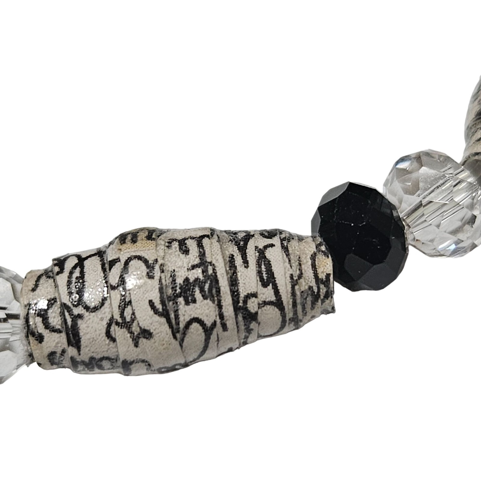 Upcycled Handmade Beaded Bracelet Stretch Book Paper Art Eco Friendly Jewelry gallery