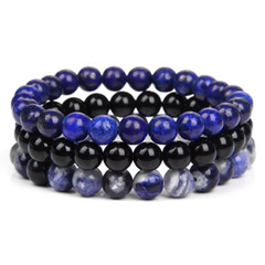 3pcs Energy Healing Stretch Bracelet Hematite Tiger Eye for Men Women Bead T35