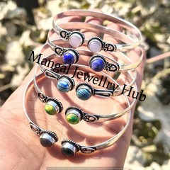 New Arrive Lapis & Mix Gemstone 925 Sterling Silver Plated Bangles Lot Jewellery